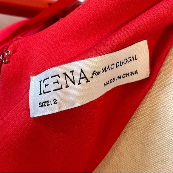 Ieena Mac Duggal Sleeveless Halter Pleated Open Back Gown Red Sz 2 NWT 26623 - Picture 9 of 13